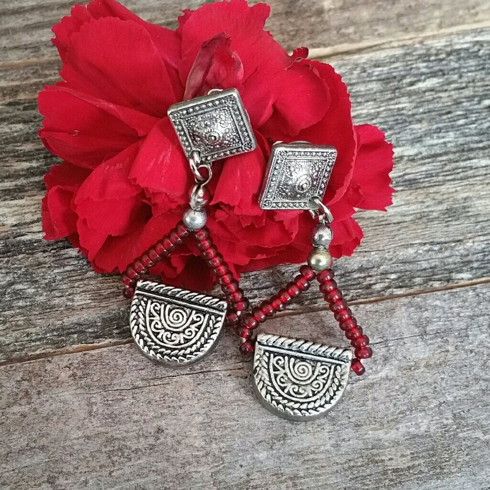 Moroccan Bohemian Pendant Earrings Boho Tribal